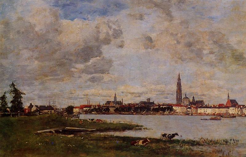 Anvers, la tete de Flandres, vintage artwork by Eugène-Louis Boudin, 12x8" (A4) Poster