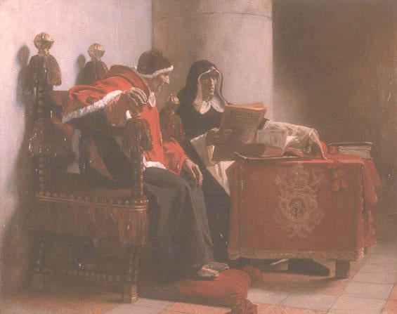 Pope Sextus IV and Torquemada, vintage artwork by Jean-Paul Laurens, 12x8" (A4) Poster