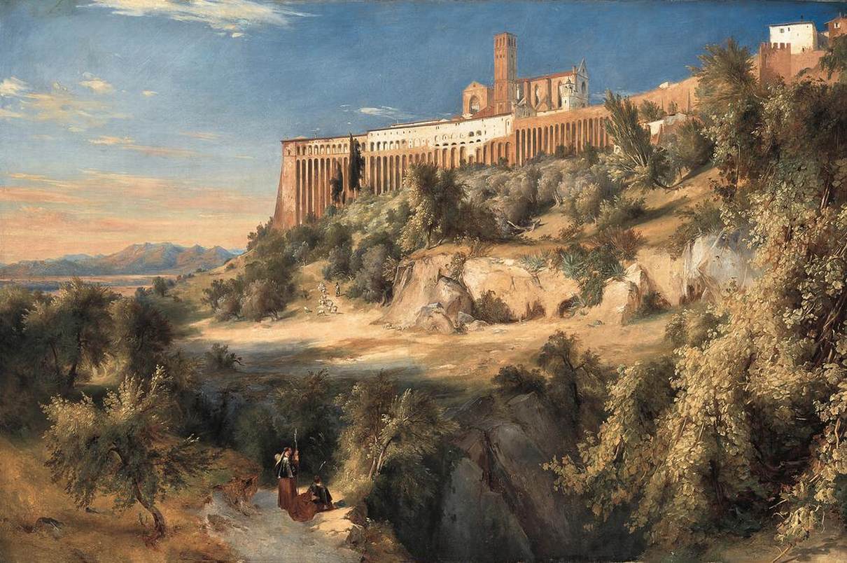 View of Assisi, vintage artwork by Carl Blechen, A3 (16x12") Poster Print
