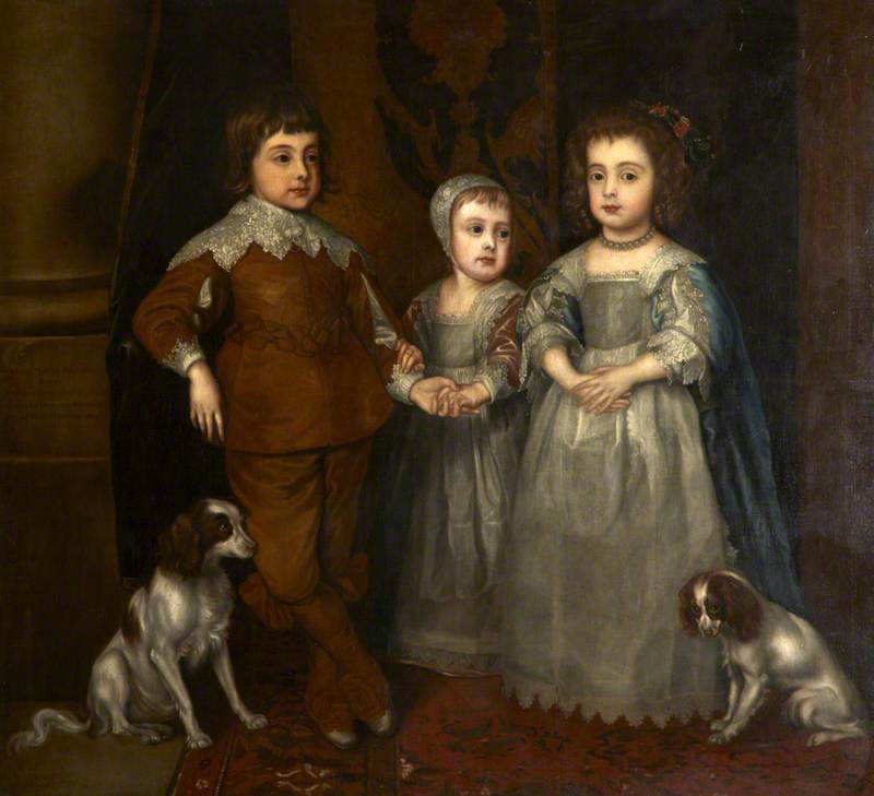Charles II and Siblings (after Van Dyck), vintage artwork by Attributed to Henry Stone, 12x8" (A4) Poster