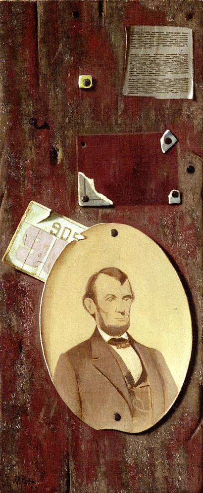 Portrait of Lincoln, vintage artwork by John Frederick Peto, 12x8" (A4) Poster