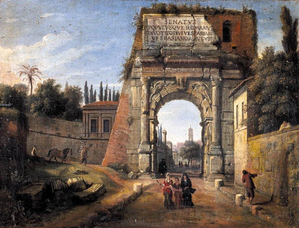 View of the Arch of Titus, vintage artwork by Caspar van Wittel, 12x8" (A4) Poster