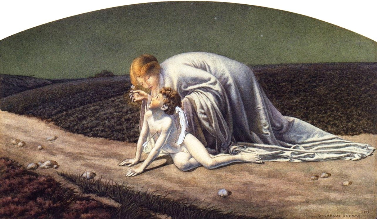 L'Esperance relevant l'Amour blesse by Carlos Schwabe,A3(16x12")Poster