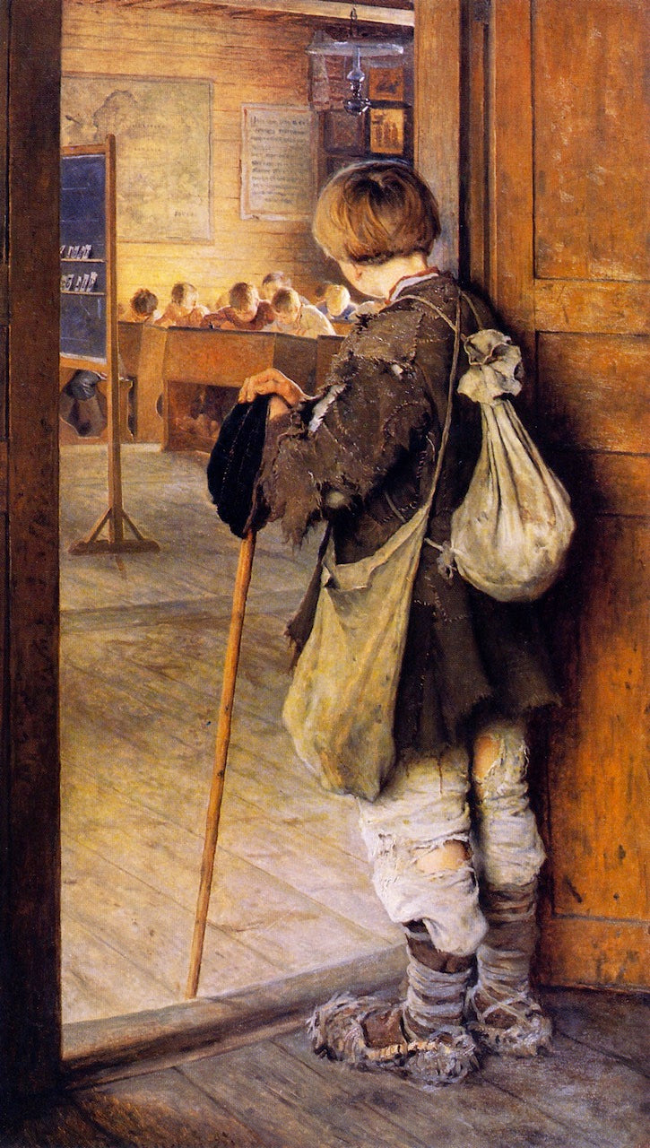 At the School Door by Nikolai Petrovich Bogdanov-Belsky,A3(16x12")Poster