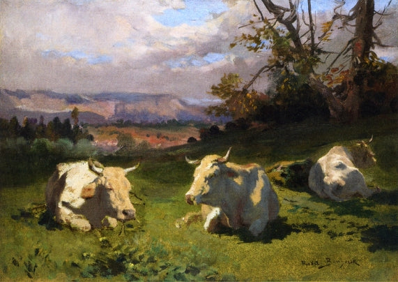 Cows Resting, vintage artwork by Rosa Bonheur, A3 (16x12") Poster Print