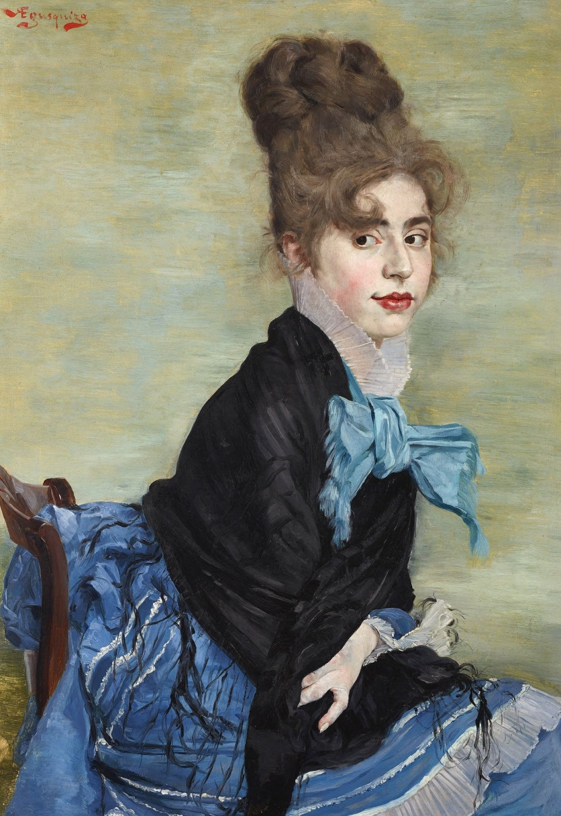 Portrait of Josefa da Ochoa, vintage artwork by Rogelio de Egusquiza, 12x8" (A4) Poster