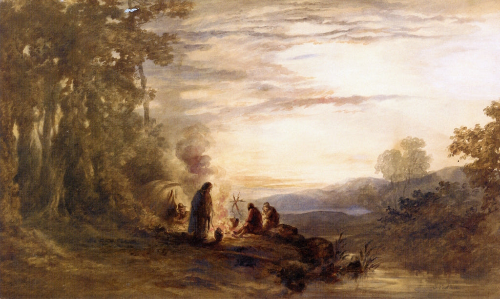 Indian Encampment, vintage artwork by Seth Eastman, A3 (16x12") Poster Print