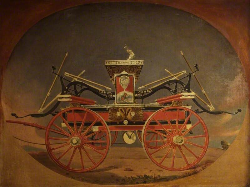Fire Steamer Engine 'Fairmount', vintage artwork by Attributed to Thomas Sully, 12x8" (A4) Poster