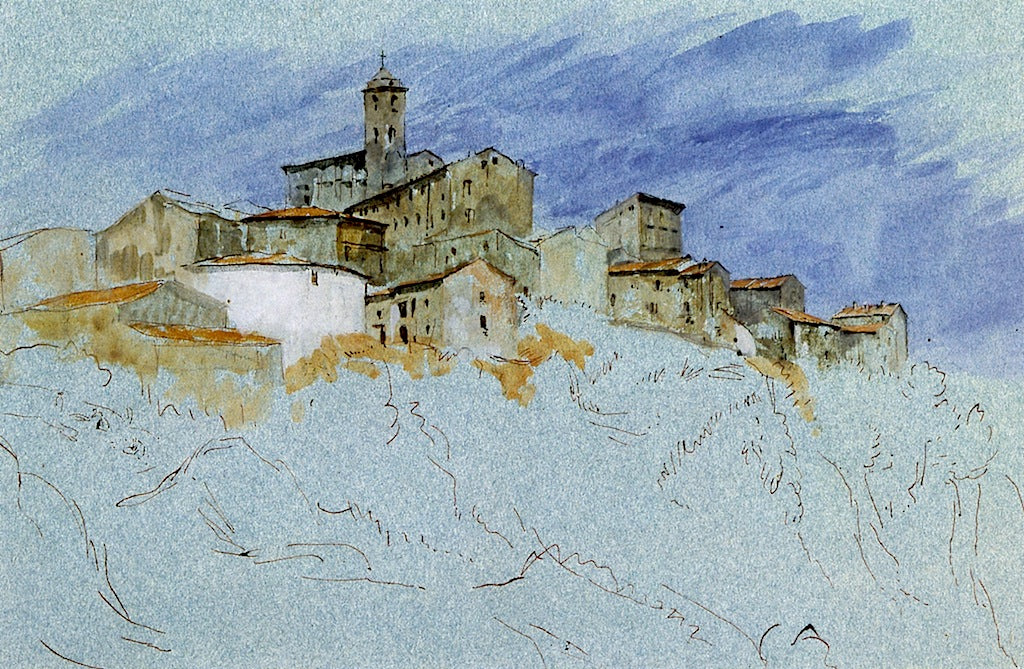 Italian Hill Town, vintage artwork by Thomas Hiram Hotchkiss, 12x8" (A4) Poster