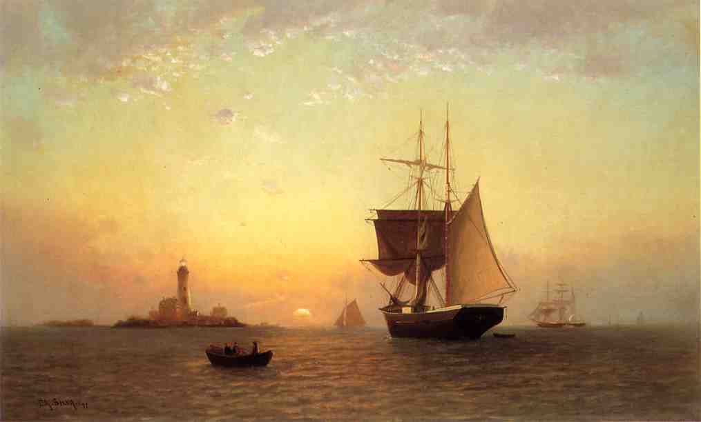 Harbor Scene, vintage artwork by Francis A. Silva, 12x8" (A4) Poster