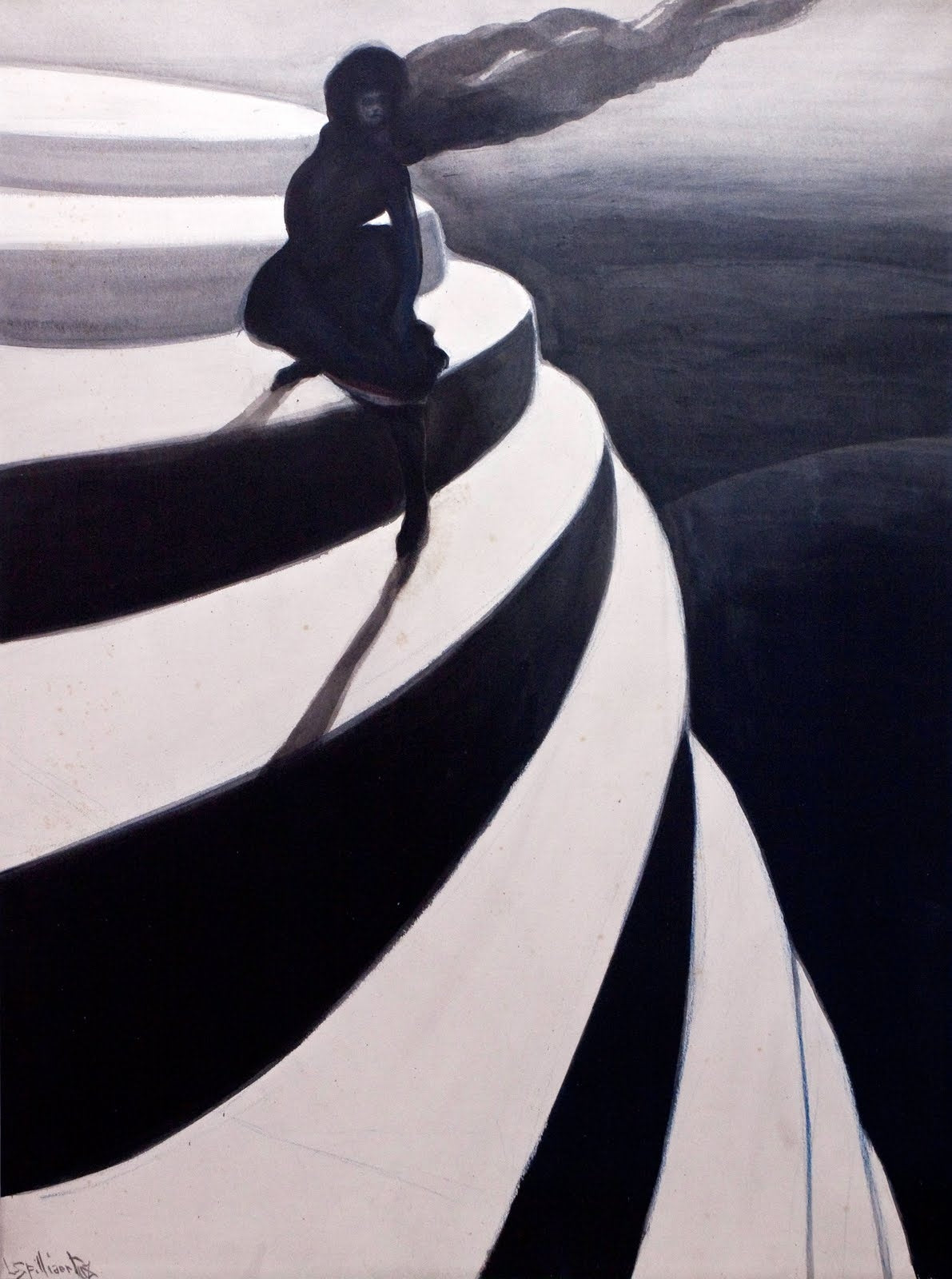 Vertigo, Magic Staircase, vintage artwork by Leon Spilliaert, 12x8" (A4) Poster