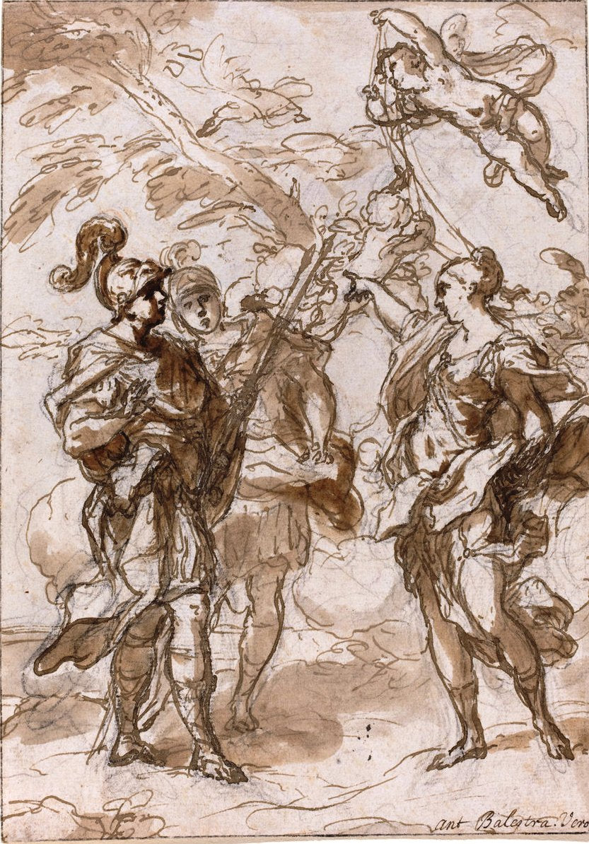 Venus Appearing to Aeneas, vintage artwork by Antonio Balestra, 12x8" (A4) Poster