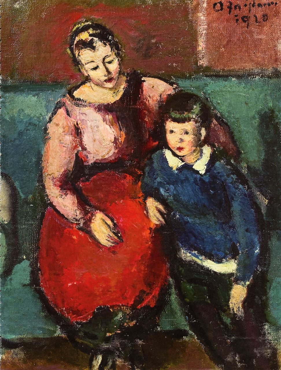 Woman with Boy (Peter), vintage artwork by Anton Faistauer, 12x8" (A4) Poster