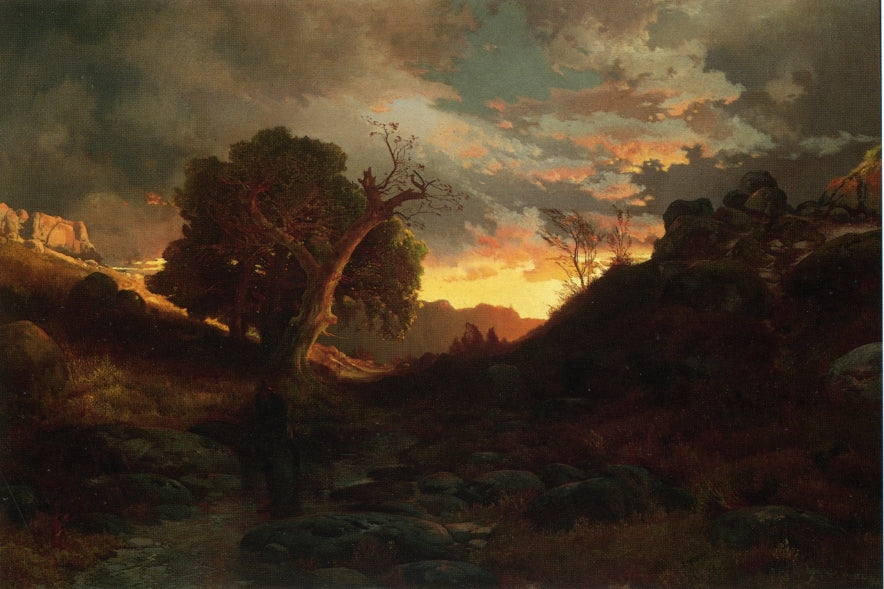 The Evening Hunter, vintage artwork by Thomas Moran, 12x8" (A4) Poster