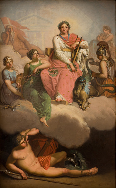 Frederik V as Patron of Science and Arts, vintage artwork by Nicolai Abraham Abildgaard, 12x8" (A4) Poster