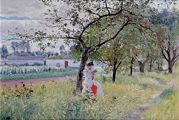 Reading in the Orchard by Paul Jean Sain,A3(16x12")Poster