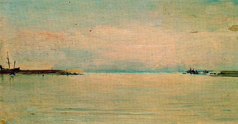 The Harbor of Valencia, vintage artwork by Ignacio Pinazo Camarlench, 12x8" (A4) Poster