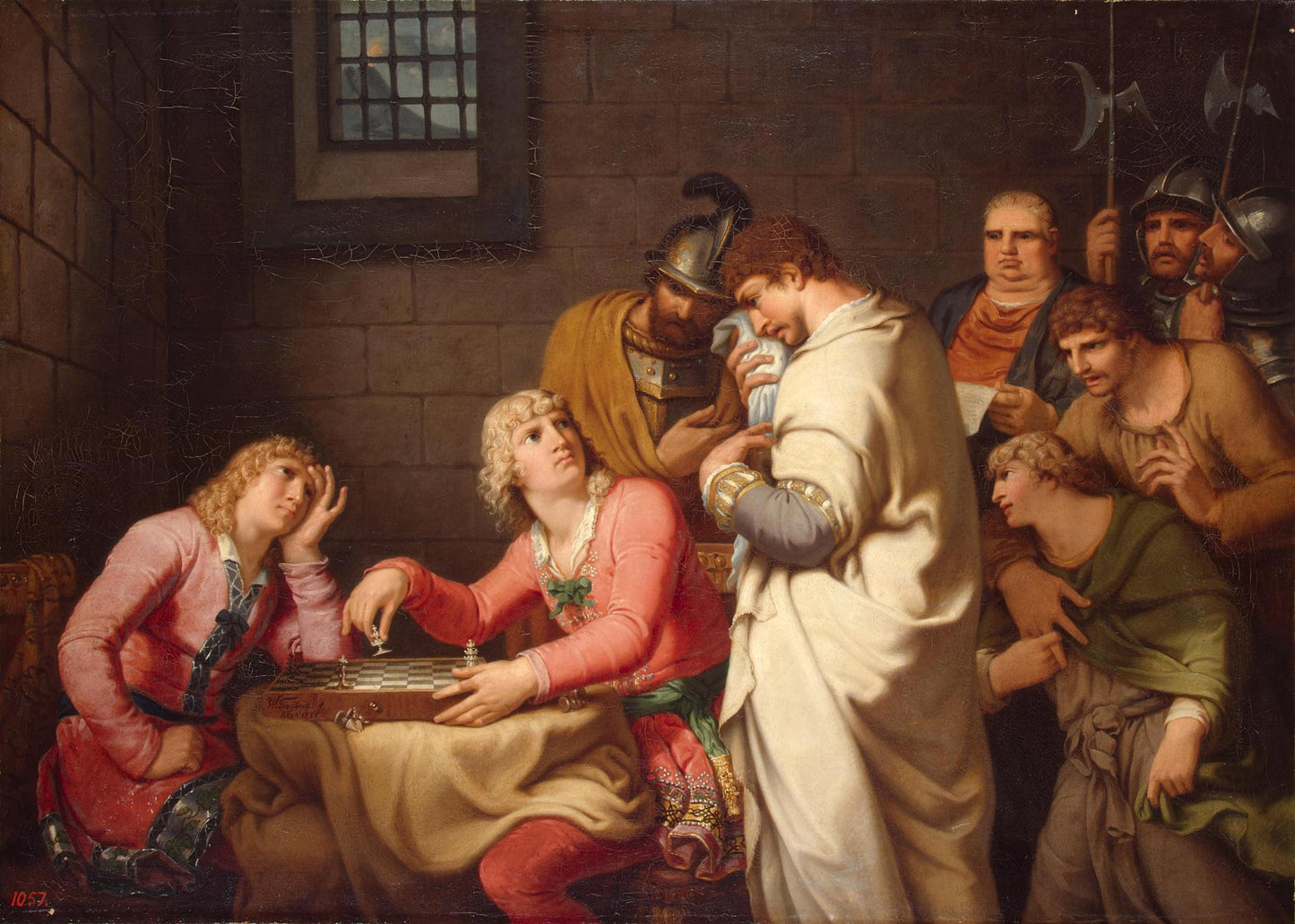 Conradin of Swabia and Friedrich of Baden Awaiting Sentence, vintage artwork by Johann Heinrich Wilhelm Tischbein, 12x8" (A4) Poster