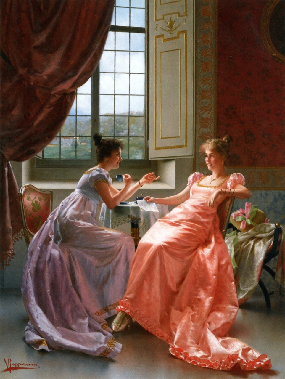 An Amusing Letter, vintage artwork by Vittorio Reggianini, 12x8" (A4) Poster