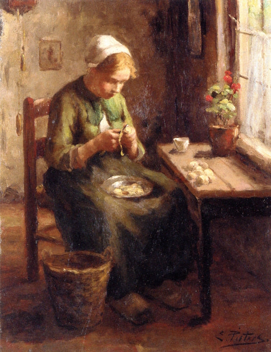 Peeling Potatoes by Evert Pieters,A3(16x12")Poster