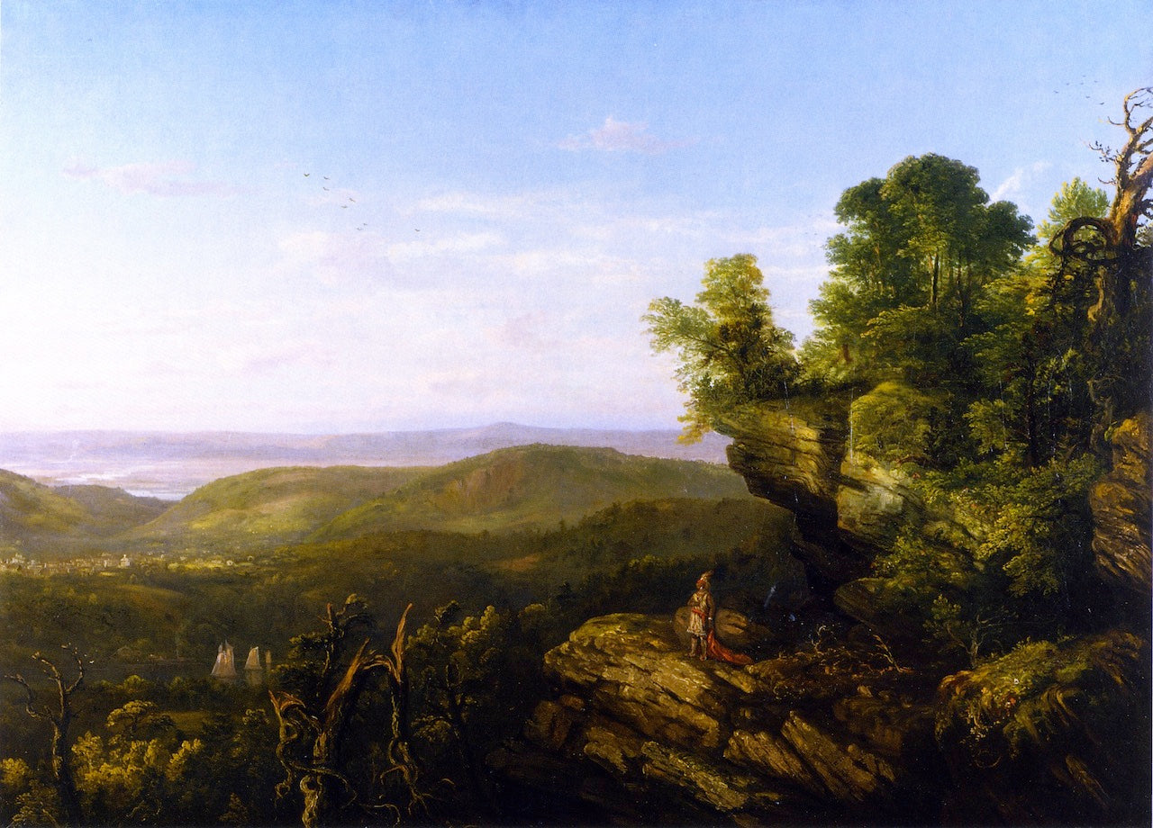 Hudson River Landscape with Indian, vintage artwork by De Witt Clinton Boutelle, A3 (16x12") Poster Print