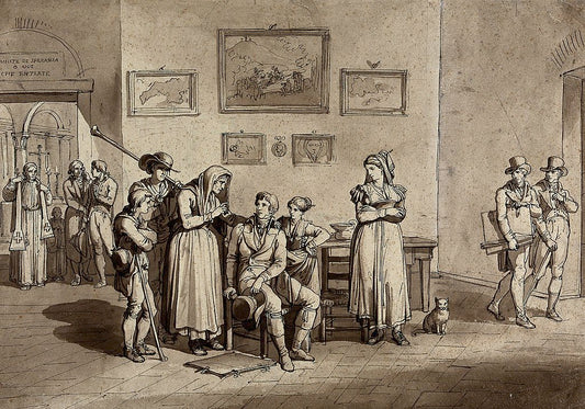 A countrywoman telling a fortune, vintage artwork by Bartolomeo Pinelli, 12x8" (A4) Poster