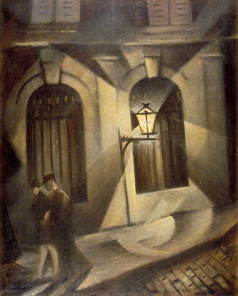 Sinister Paris Night, vintage artwork by Christopher Nevinson, 12x8" (A4) Poster