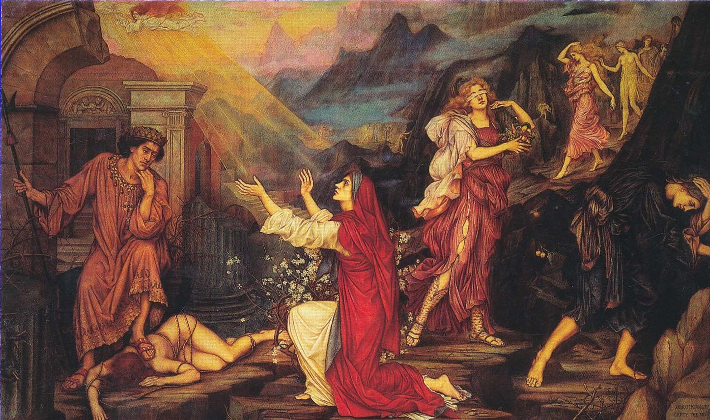 The Valley of Shadows, vintage artwork by Evelyn de Morgan, 12x8" (A4) Poster