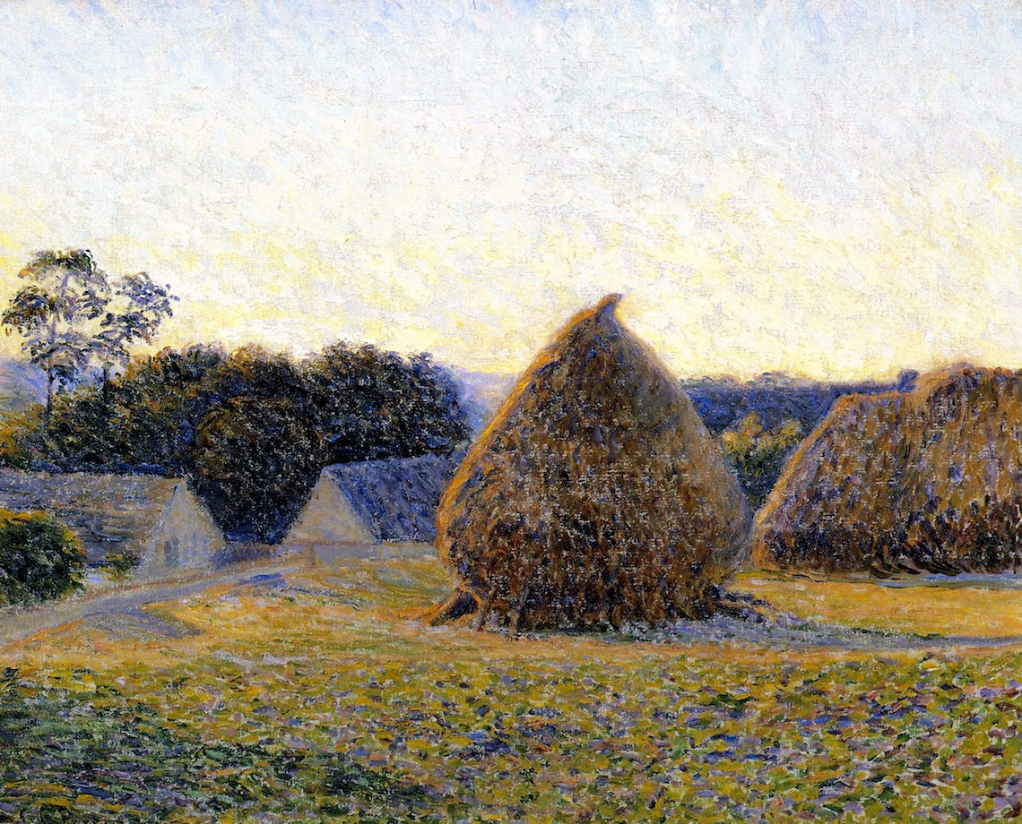 Haystacks, Giverny, vintage artwork by Lilla Cabot Perry, 12x8" (A4) Poster
