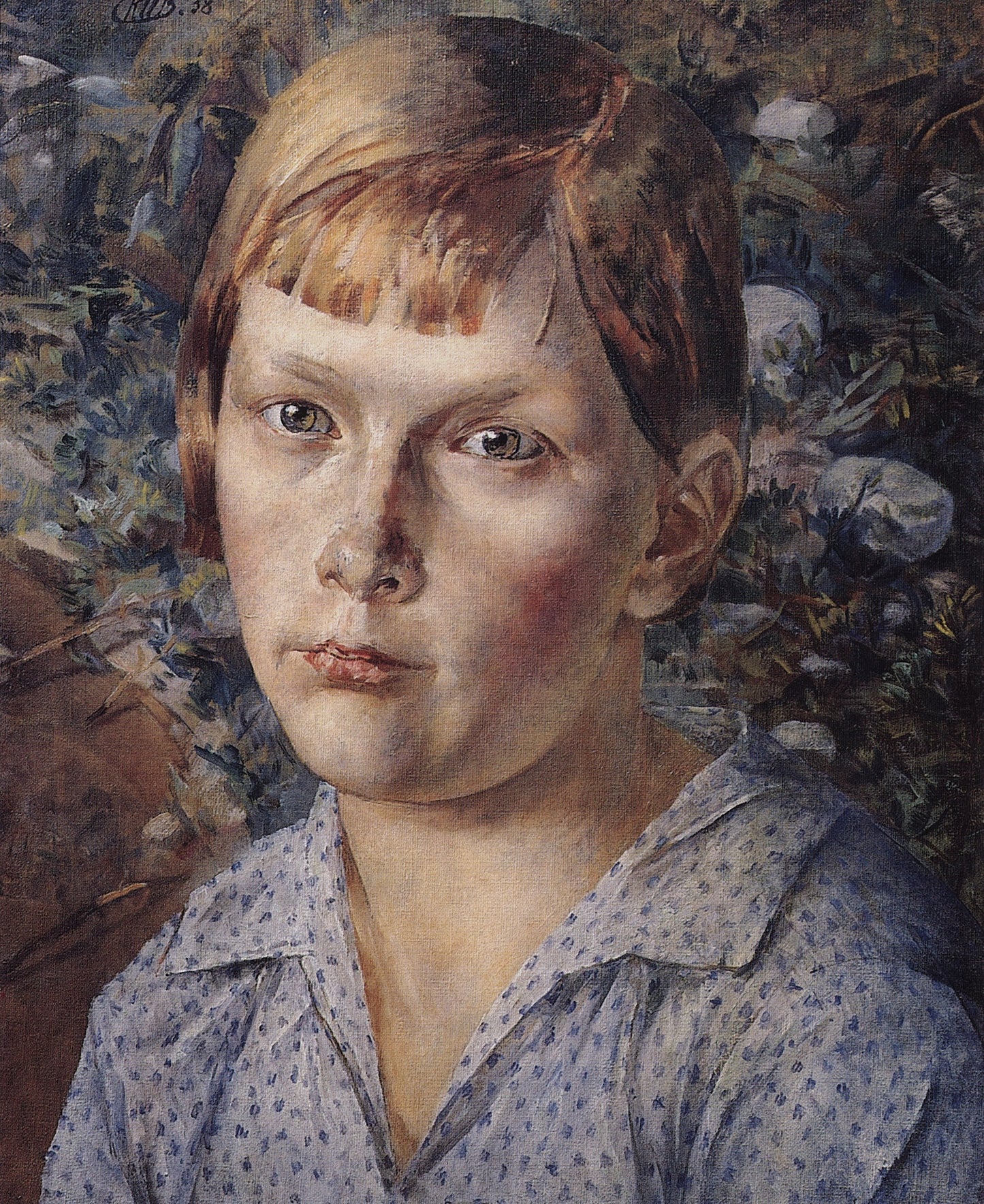 Girl in the Forest, vintage artwork by Kuzma Petrov-Vodkin, 12x8" (A4) Poster