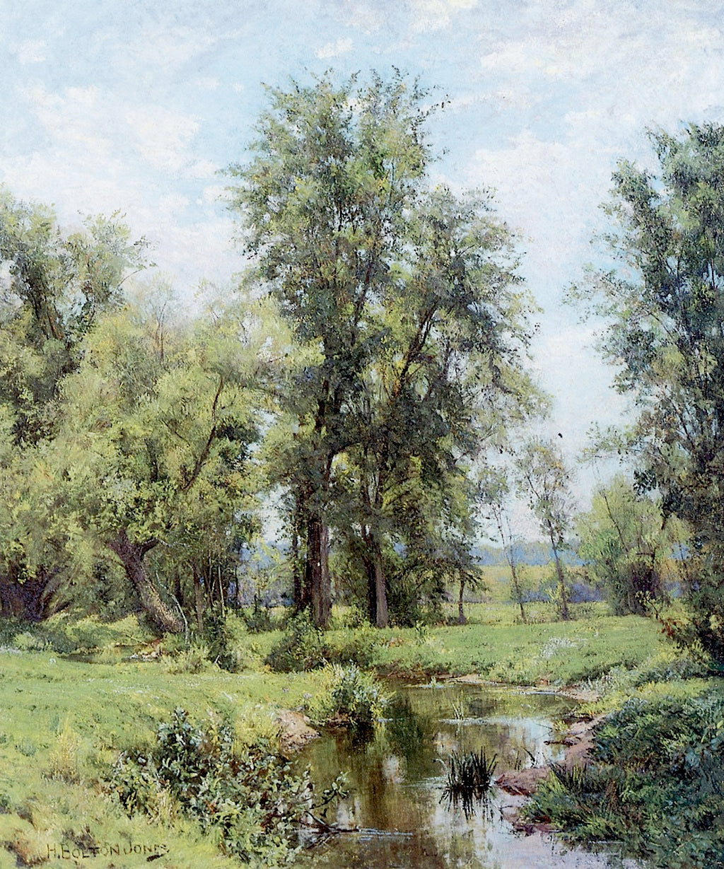 The Brook in June, vintage artwork by Hugh Bolton Jones, 12x8" (A4) Poster
