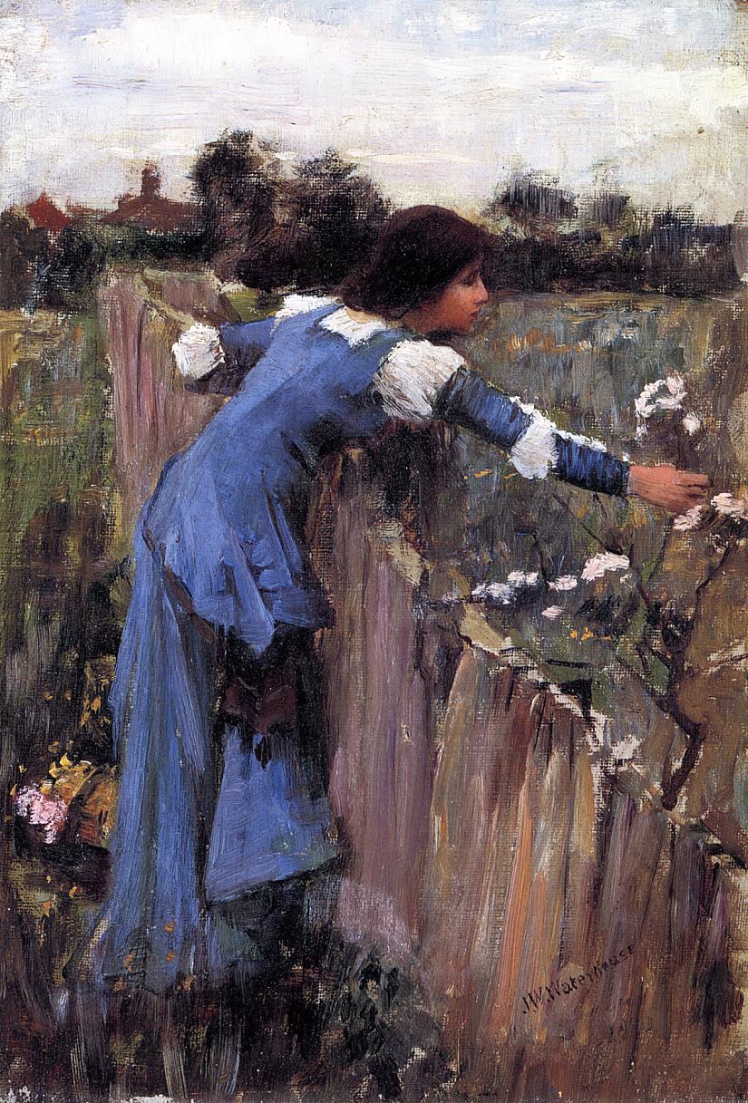 The Flower Picker (sketch), vintage artwork by John William Waterhouse, 12x8" (A4) Poster