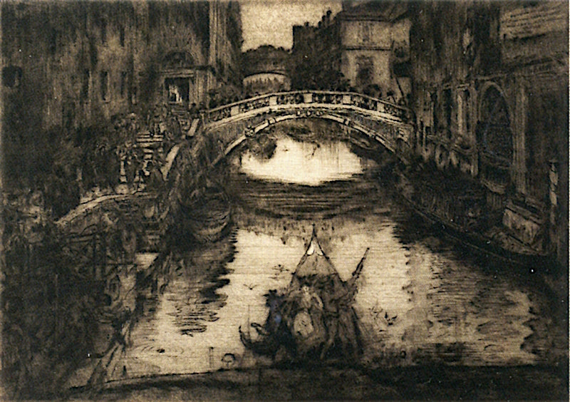 A Venetian Waterway, vintage artwork by Clifford Addams, 12x8" (A4) Poster