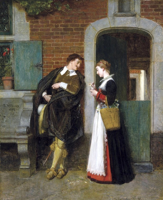 The amorous couple, vintage artwork by Florent Willems, 12x8" (A4) Poster