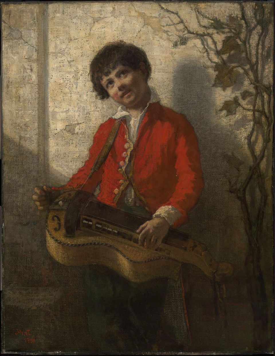 The Hurdy-Gurdy Boy, vintage artwork by William Morris Hunt, 12x8" (A4) Poster