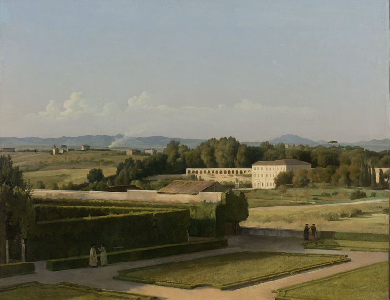 View of the Gardens of Villa Medici, vintage artwork by Michel-Martin Drolling, 12x8" (A4) Poster