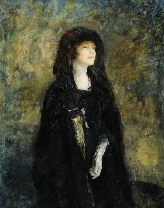 Mrs Claude Johnson in Black by Ambrose McEvoy,16x12(A3) Poster