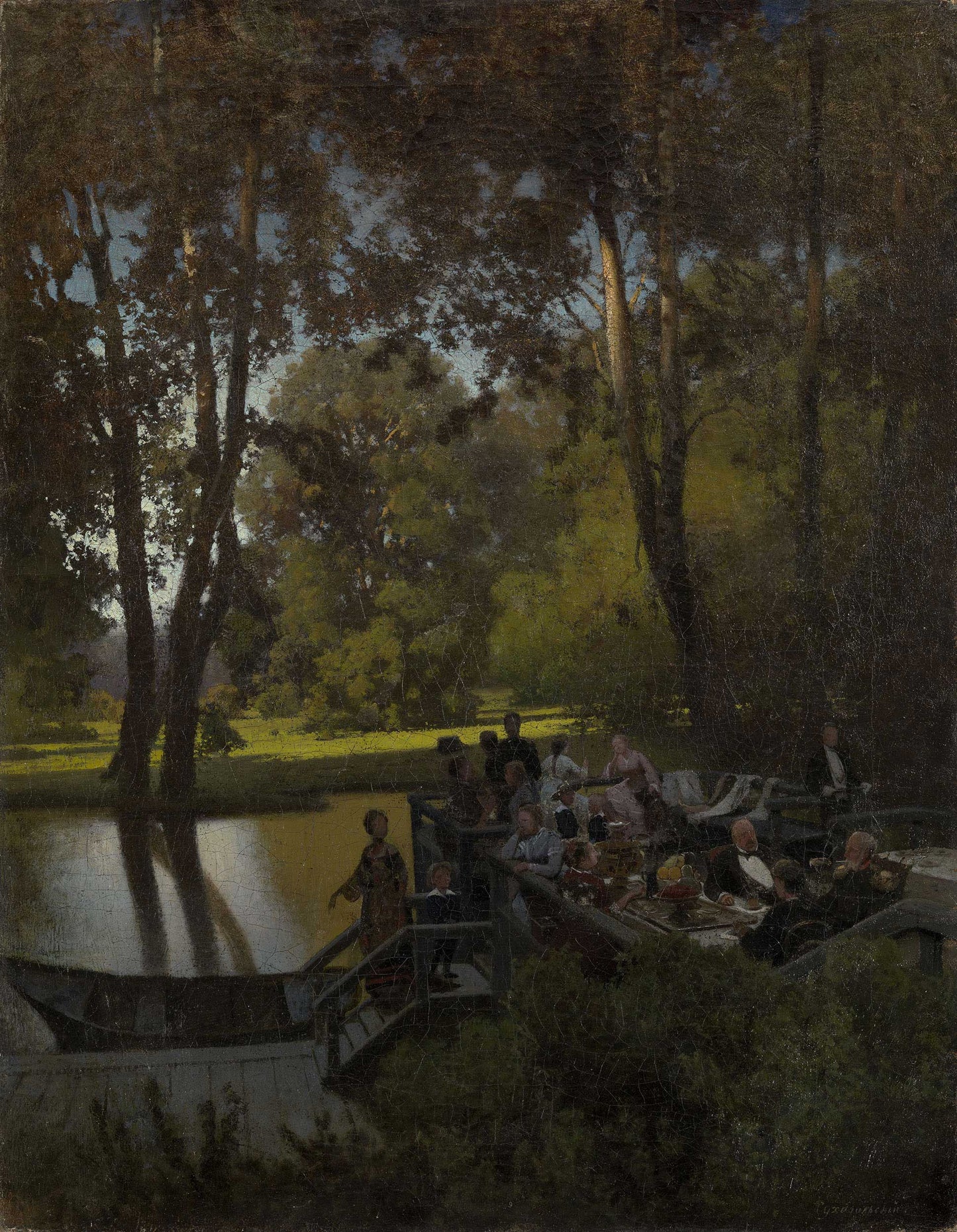 Luncheon in the Park, vintage artwork by Petr Sukhodolsky, 12x8" (A4) Poster