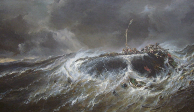 Naufrage du trois mats "Emily" en 1823 (Wreck of the "Emily" in 1823), vintage artwork by Eugène Isabey, A3 (16x12") Poster Print