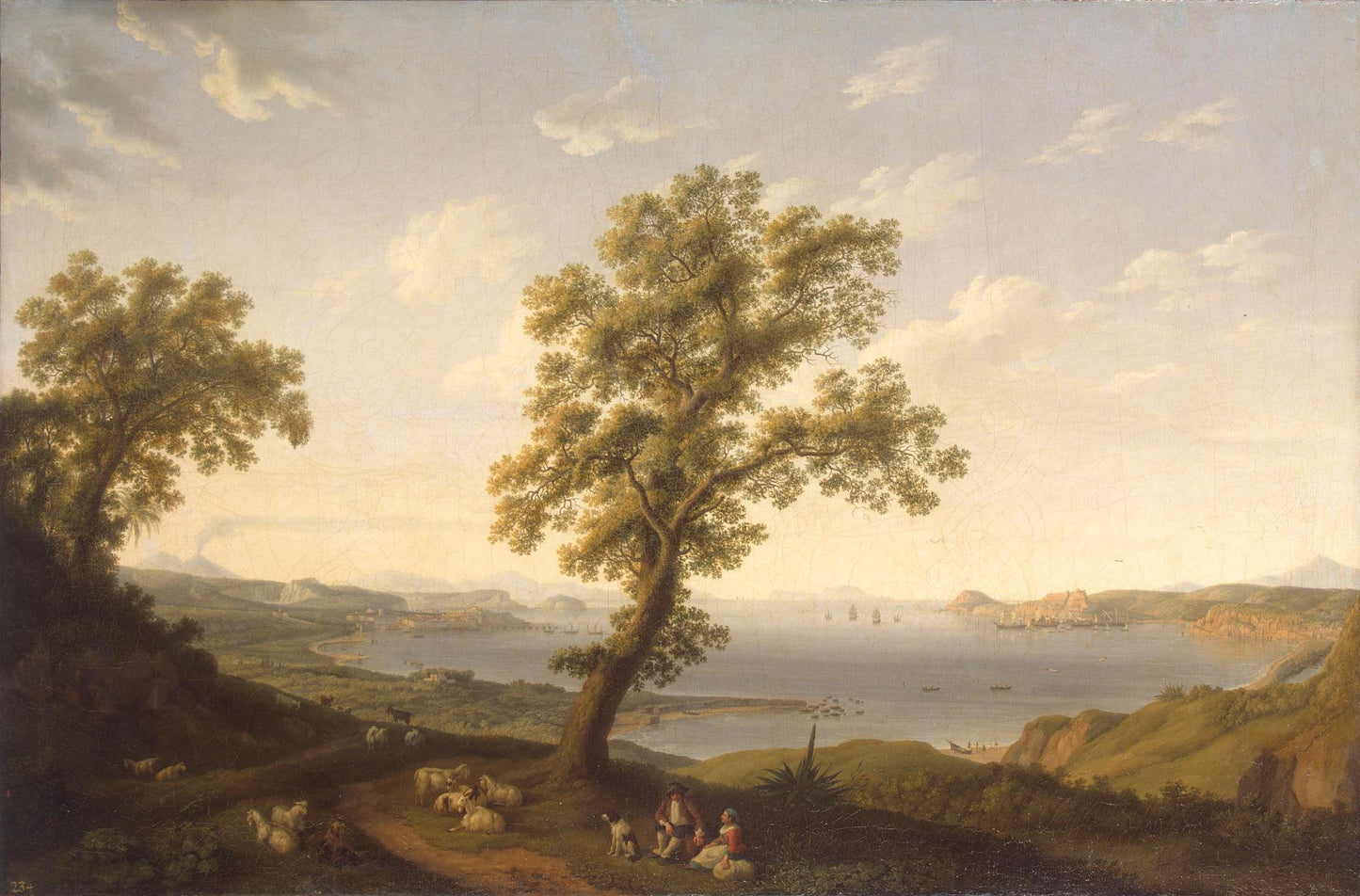 View of the Bay of Baja, vintage artwork by Jakob Philipp Hackert, 12x8" (A4) Poster