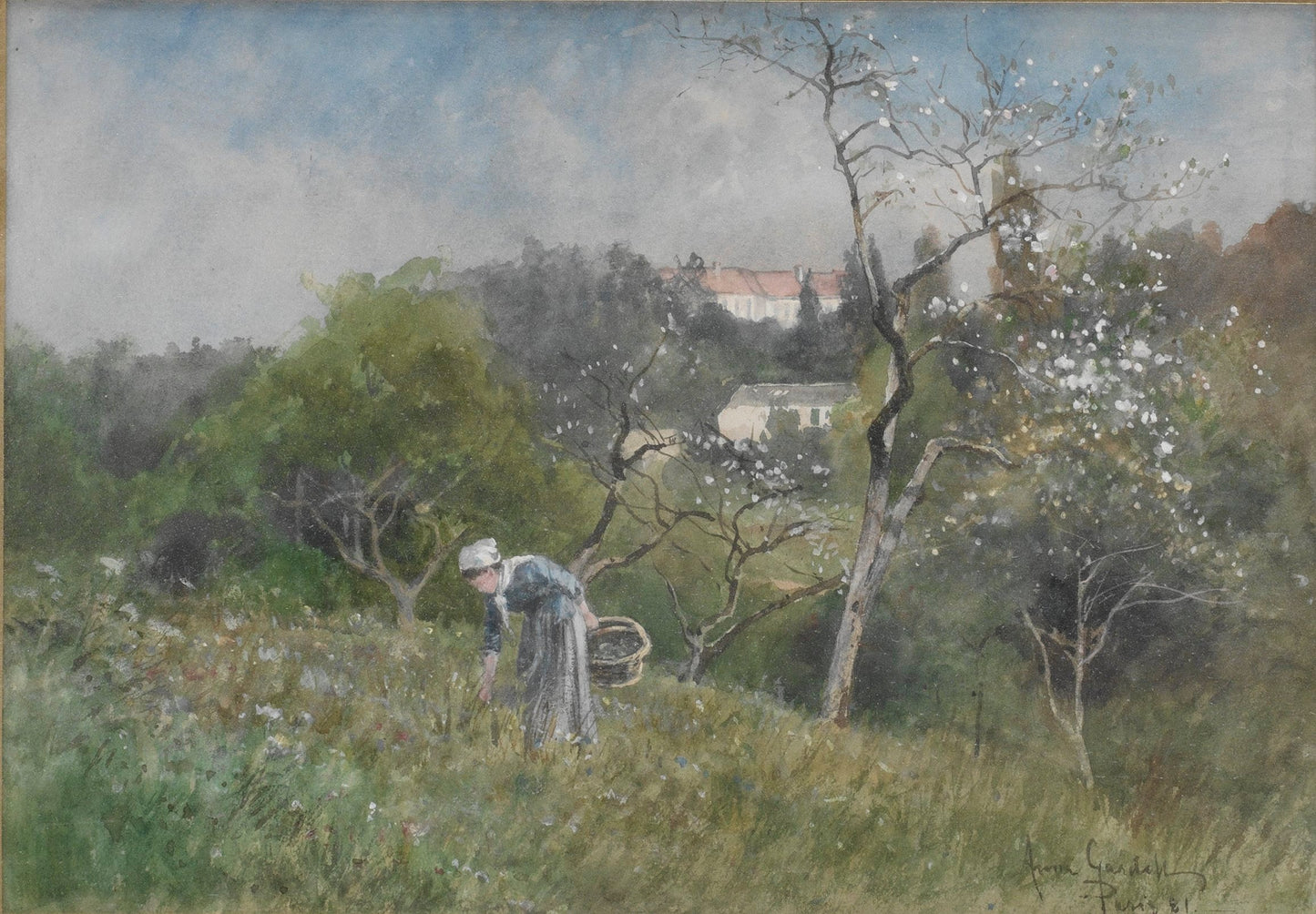 Girl in a Summer Landscape, vintage artwork by Anna Gardell-Ericson, 12x8" (A4) Poster
