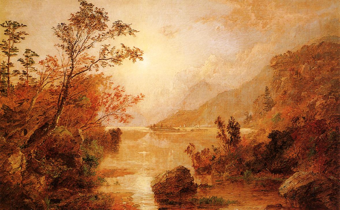 Autumn in the Highlands of the Hudson, vintage artwork by Jasper Francis Cropsey, 12x8" (A4) Poster