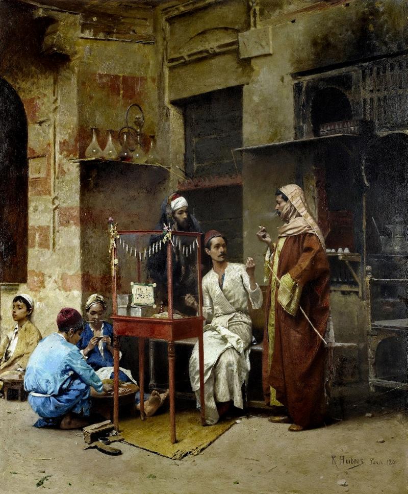 The Tobacco Seller, vintage artwork by Raphael Ambros, 12x8" (A4) Poster