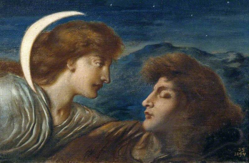The Moon and Sleep, vintage artwork by Simeon Solomon, 12x8" (A4) Poster