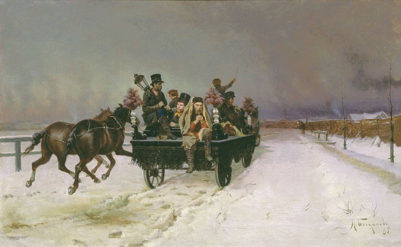 After the Funeral, vintage artwork by Nikolai Bogdanov, 12x8" (A4) Poster