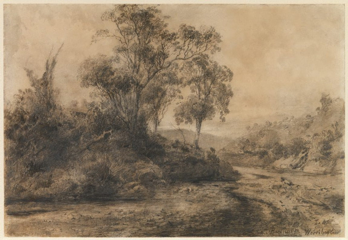 Bacchus Marsh, Werribee Creek, vintage artwork by Louis Buvelot, A3 (16x12") Poster Print