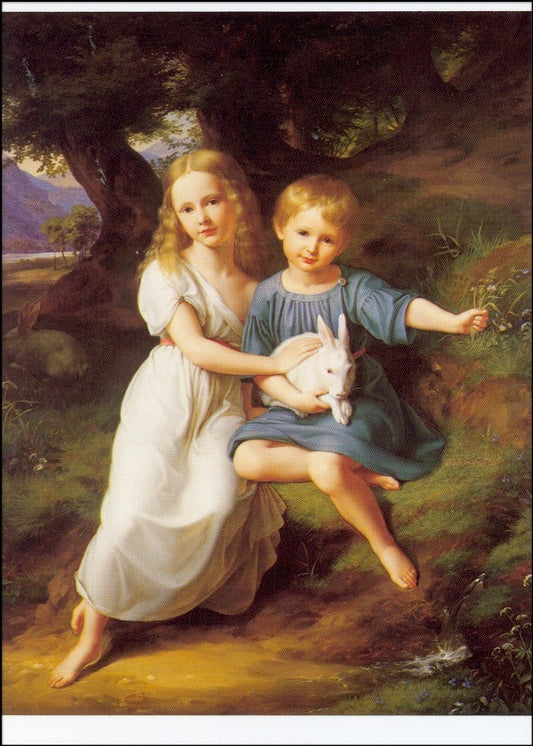 The Artist's Children, vintage artwork by Friedrich Wilhelm Schadow, 12x8" (A4) Poster