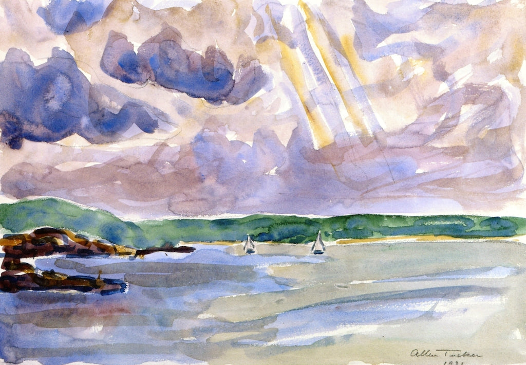 Across Penobscot Bay, vintage artwork by Allen Tucker, 12x8" (A4) Poster