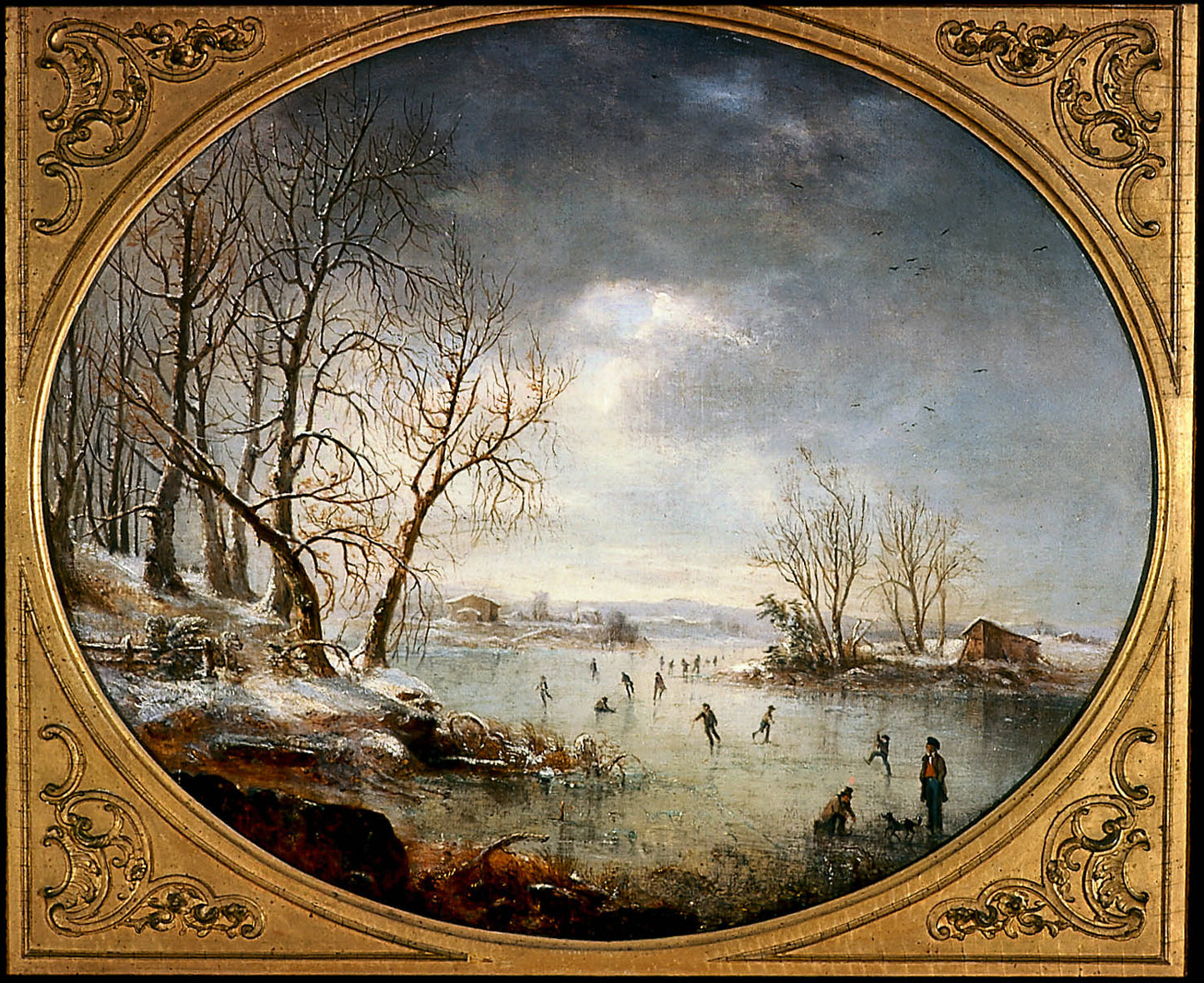 Winter Scene in New Jersey, vintage artwork by Regis François Gignoux, A3 (16x12") Poster Print
