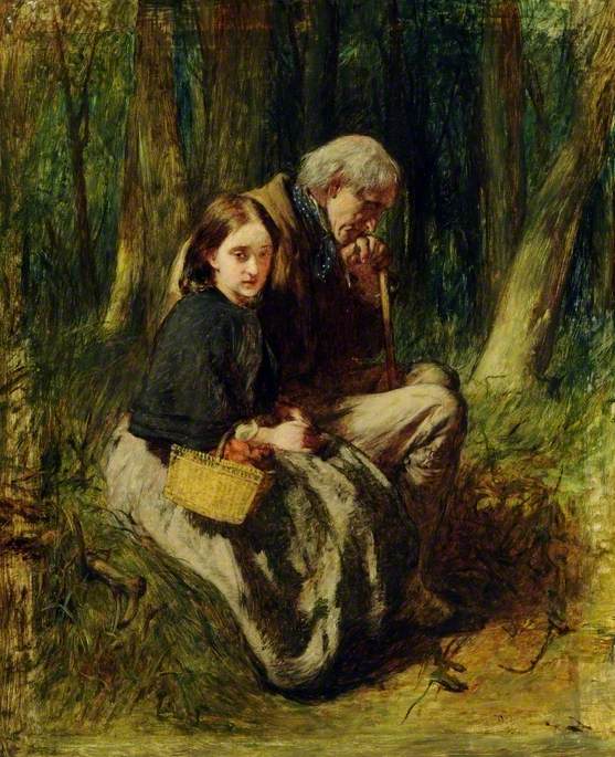 Little Nell and Her Grandfather in the Wood, vintage artwork by Sir William Quiller Orchardson, 12x8" (A4) Poster